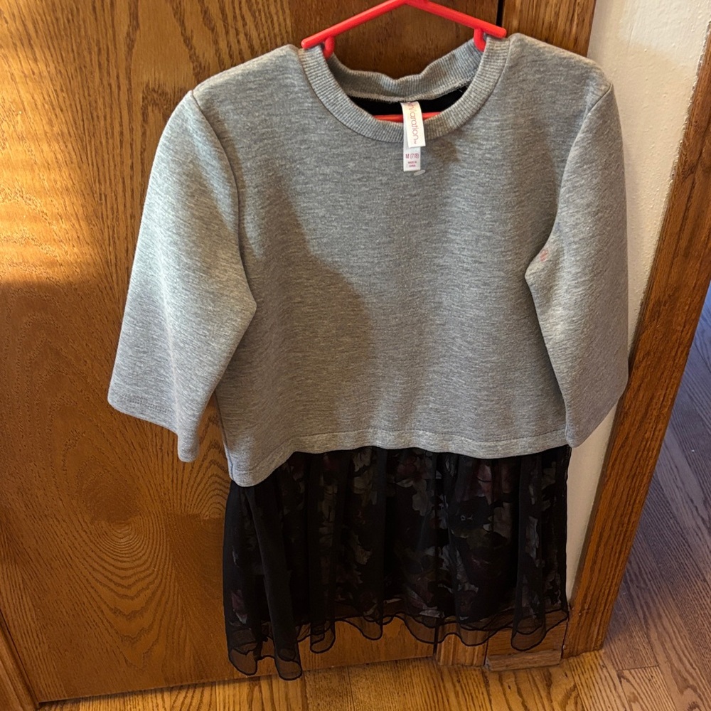 Xhilaration Gray and Black Layered Kids Sweatshirt Dress